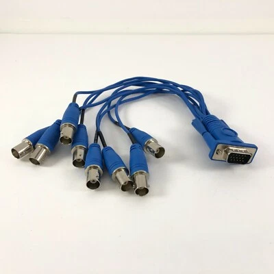 VGA HD 15 Pin 3 Row Male To 8x BNC Female Connector 8 in 1 CCTV Video Cable Plug - Image 1 of 3