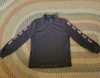 Chaqueta de segunda mano-antigua azul marino para niñas talla XXL (18) gris 1/3 cremallera~manga larga~LOVE & PEACE Foto 1 de 4