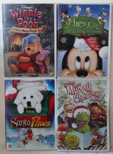 4 Christmas kids DVD lot Winnie The Pooh Mickeys Twice upon Santa Paws Muppet - Picture 1 of 6