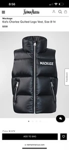 NWT Mackage Kid's Charlee Quilted Logo Vest Black Down Filled Size 10 MSRP $350 - Picture 1 of 11