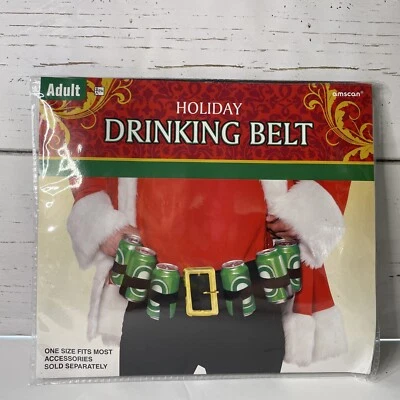 Cinturón de Juego de Beber Vacaciones Fiesta de Navidad Adulto Talla Negro Se Adapta a 6 Latas de Cerveza NUEVO Foto 1 de 3