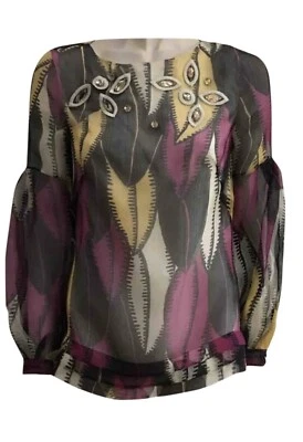 Blusa túnica de seda con joyas Matthew Williamson increíble talla UK 8 US 4 S Foto 1 de 4