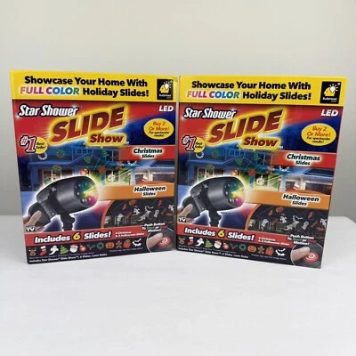 Star Shower Slide Show, 6 Slides; 4 Christmas, 2 Halloween TWO PACK BRAND NEW - Image 1 of 4