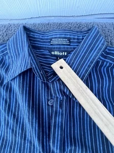 Elliott Button Up Striped Adult Men's Rockabilly Long Sleeve Blue Black Large - Picture 1 of 4