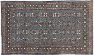 Pakistan Bukhara Carpet 150x250 Hand-knotted Blue Geometric Oriental Short Pile - Image 1 of 4