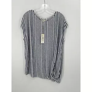 Max Studio Wear It 2 Wege ärmellose Tunika Größe 1X neu mit Etikett gestreift marineblau und weiß - Bild 1 von 11