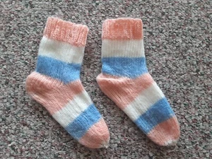 8,5" Kinder dicke Wollsocken Stiefeleinlagen handgestrickt Winter warm Kinder bunt - Bild 1 von 7