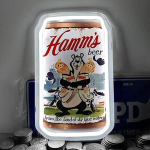 Hamm’s Bier aus dem Land der himmelblauen Gewässer Kneipe LED Leuchtreklame Leuchte Männerhöhle K1 - Bild 1 von 5
