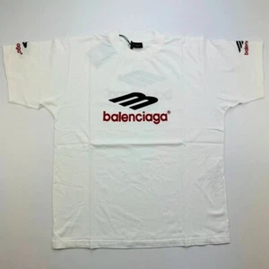 BALENCIAGA 3b Sports Icon Oversize T-Shirt White Short Sleeve Men - Picture 1 of 10