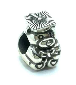 Neu Brighton Grad Bär Abschluss Silber Perlen Charm - Bild 1 von 3