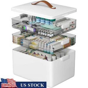 3 Tier Portable Medicine Organizer First Aid Kit Moisture Proof Storage Box New - Picture 1 of 8