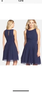 Vintage Ted Baker Saphir a 100% Seide Kleid dunkelblau Gr. 0 Cocktail ärmellos  - Bild 1 von 12