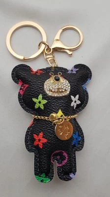 Черный разноцветный искусственной шагреневой кожи с стразами сумка подвеска брелок  - Изображение 1 из 4