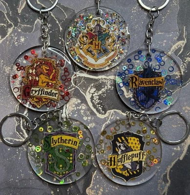 Harry Potter Keychains, Gryffindor, Slytherin, Ravenclaw, Hufflepuff Resin - Image 1 of 4