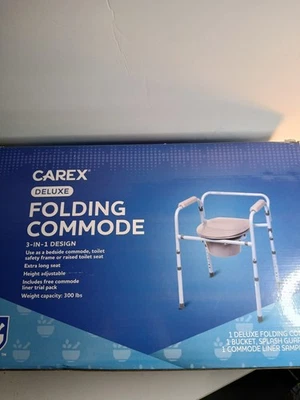 Carex Deluxe Folding Commode with Adjustable Height. New in Box - Image 1 of 4