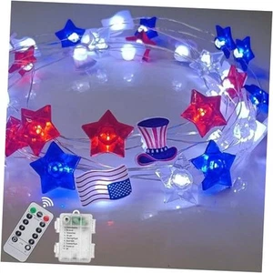 4th of July Decorations Lights, 13.7FT 40 LED Red White and Blue Star Hat  - Picture 1 of 8