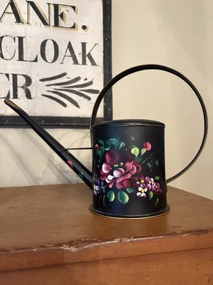 Antique Hand-Painted Tole Metal WATERING CAN Long-Spout - Nascho NYC 1920s-50s - Image 1 of 4