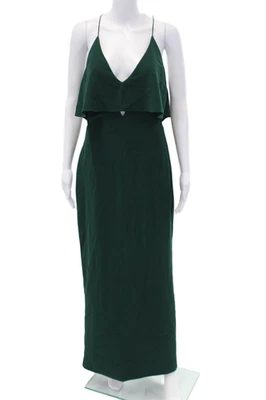 Vestido Style Stalker para mujer crepé en capas cuello en V sin mangas verde talla S Foto 1 de 4