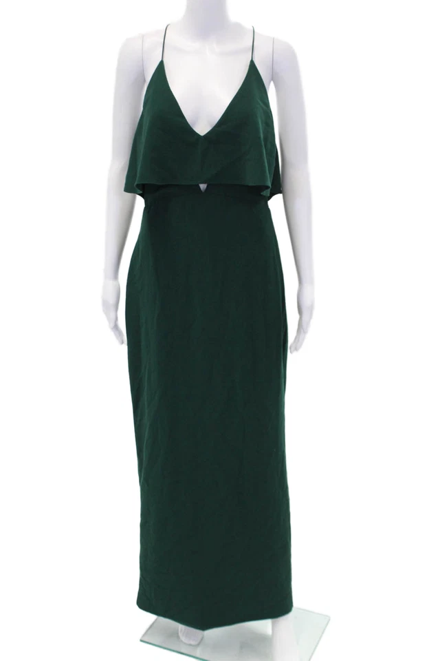 Vestido Style Stalker para mujer crepé en capas cuello en V sin mangas verde talla S Foto 1 de 4