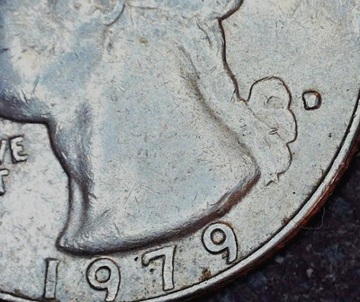 { 1979 D Washington Quarter in nice condition. Filled In Mint Mark. # 1 - Image 1 of 3