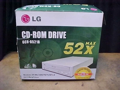 NEW OPEN BOX LG 52X MAX IDE CD-ROM DRIVE MODEL: GCR-8521B BEIGE VINTAGE 2001 - Image 1 of 4