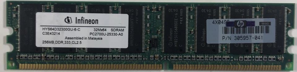 Infineon HYS64D32300GU-6-C 256MB DDR Desktop RAM Memory - Image 1 of 1
