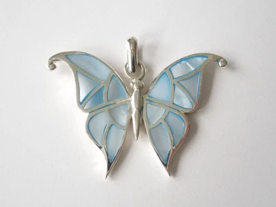 Anhänger Schmetterling Silber geprüft Perlmutt Blau 16,2 g/5,2 x 4,1 cm - Bild 1 von 2