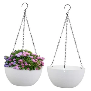 10 inch Hanging Planters for Indoor Outdoor Plants, 2 Pack 10inch 2pcs White - Picture 1 of 8