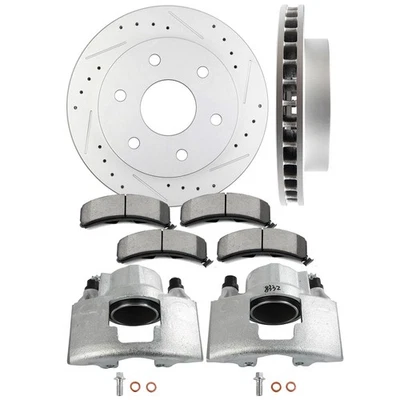 Front Brake Calipers Disc Rotor Ceramic Pads For CHEVY GMC K1500 K2500 Pair - Imagem 1 de 4