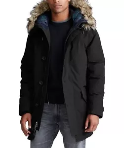 $598 Polo Ralph Lauren Mens 4XB Down Parka Fur Hood 4XL BIG Coat BLACK Jacket - Picture 1 of 24