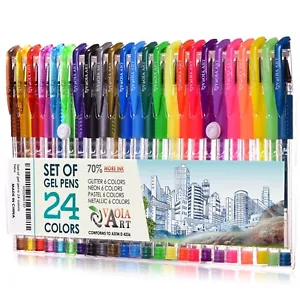 Color Gel Pens, 24 Gel Pens, Gel Pens for Kids,Pen Sets for Girls for Spirograph - Picture 1 of 7