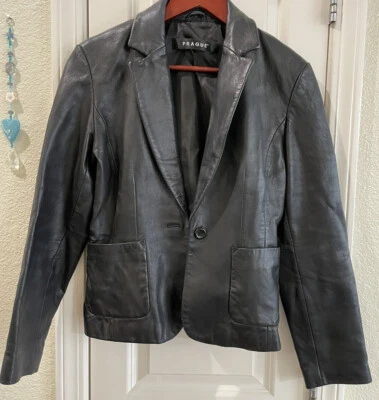 PRAGUE Women’s Black Genuine Leather Jacket W/pockets Size Small - Image 1 of 4
