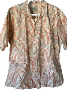 Men's 2XL Cooke Street Aloha Hawaiian Shirt Tan Leaf Print - Picture 1 of 3