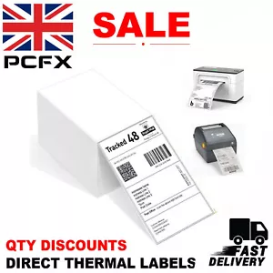DIRECT THERMAL FANFOLD ADDRESS LABELS FOR SHIPPING 4X6 4X8 ROYAL MAIL EVRI DPD - Picture 1 of 27