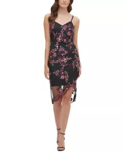 Guess Women's Sleeveless Floral Lace Chiffon Overlay Sheath Dress - Picture 1 of 4