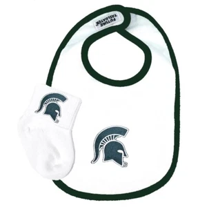 Future Tailgater Michigan State Spartans Baby Bib and Socks Set - Picture 1 of 2