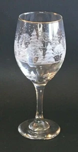Christmas/Winter Wine Glass  Snow & Trees - Picture 1 of 6