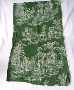 Vtg Kleinfab Orig Decor Fabric 44"x35" Ship Jungle Giraffe Lion Palm Tree Native - Picture 1 of 16