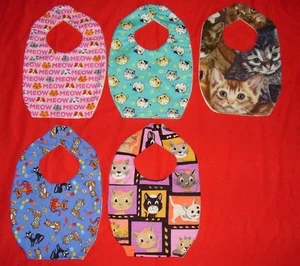 NEW handmade cute CHILD BABY BIB kitty cats kittens 5 designs SHIPPING DISC CAT - Picture 1 of 6