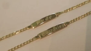 14kt Gold gefüllt Baby ID Armband mit kostenloser Gravur 5" Figaro & Cuban - Bild 1 von 10