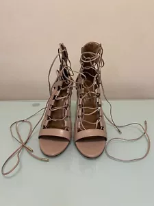 Aquazzura Amazon Strappy Lace Up Sandals Beige Size 8 - Picture 1 of 8