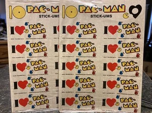 Pac-Man video game Stick Ums Stickers 1980's Midway 2 Sheets Sealed - Picture 1 of 3