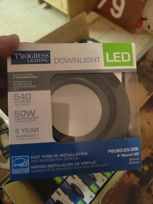Bronze 4" LED Can light Retrofit. Progress Lighting P8080-20-30k Led Down Light - Image 1 of 3