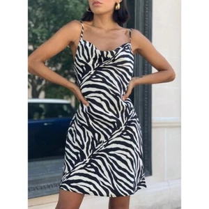 NWT Urban Outfitters Mallory Cowl Neck Slip Dress Zebra Print New UO Size Medium - Picture 1 of 8
