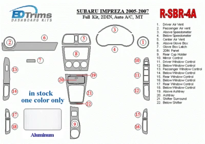 fits Subaru Impreza RHD 2005 2006 2007  dashboard trim kit aluminum - Image 1 of 3