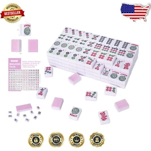 Elegantes Mahjong Fliesen Set mit 166 hochwertigen rosa Spielsteinen - perfekt zum Spielen - Bild 1 von 9