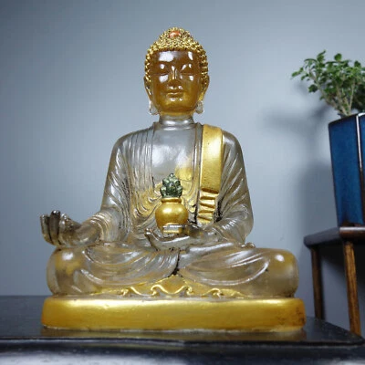 Chinese Clear Glazed Gilded Carved Exquisite Buddha Statue Home Decor Art Gift - Изображение 1 из 4