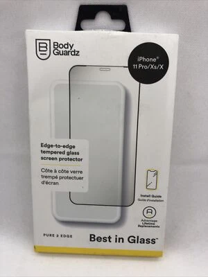 Protector de pantalla de vidrio templado BodyGuardz Pure 2 bordes para iPhone 11 Pro/Xs/X Foto 1 de 2