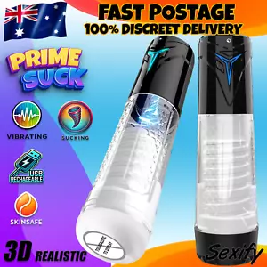 Auto Sucking Pump Male Masturbator Vibrating Masturbation Stroker Mens Sex Toy - Picture 1 of 17