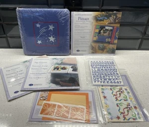 Creative Memories Pizzazz 7x7 Album Bundle 24 Blue Pages Protectors Stickers CM - Foto 1 di 13